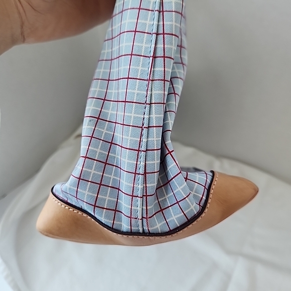 Coach Plaid Tote Bag in Tan and Blue Preppy COACH Hampton M2J-7579 Spring Purse - Picture 8 of 16